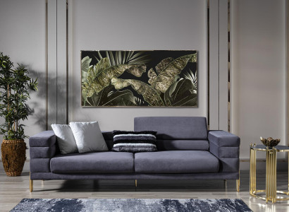 Three Seater Sofa 3 Seater Sofas Fabric Gray Living room Luxury Modern Seat